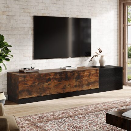 Tiwata 78.74" Farmhouse TV Stand – Console with 2 Side Cabinets